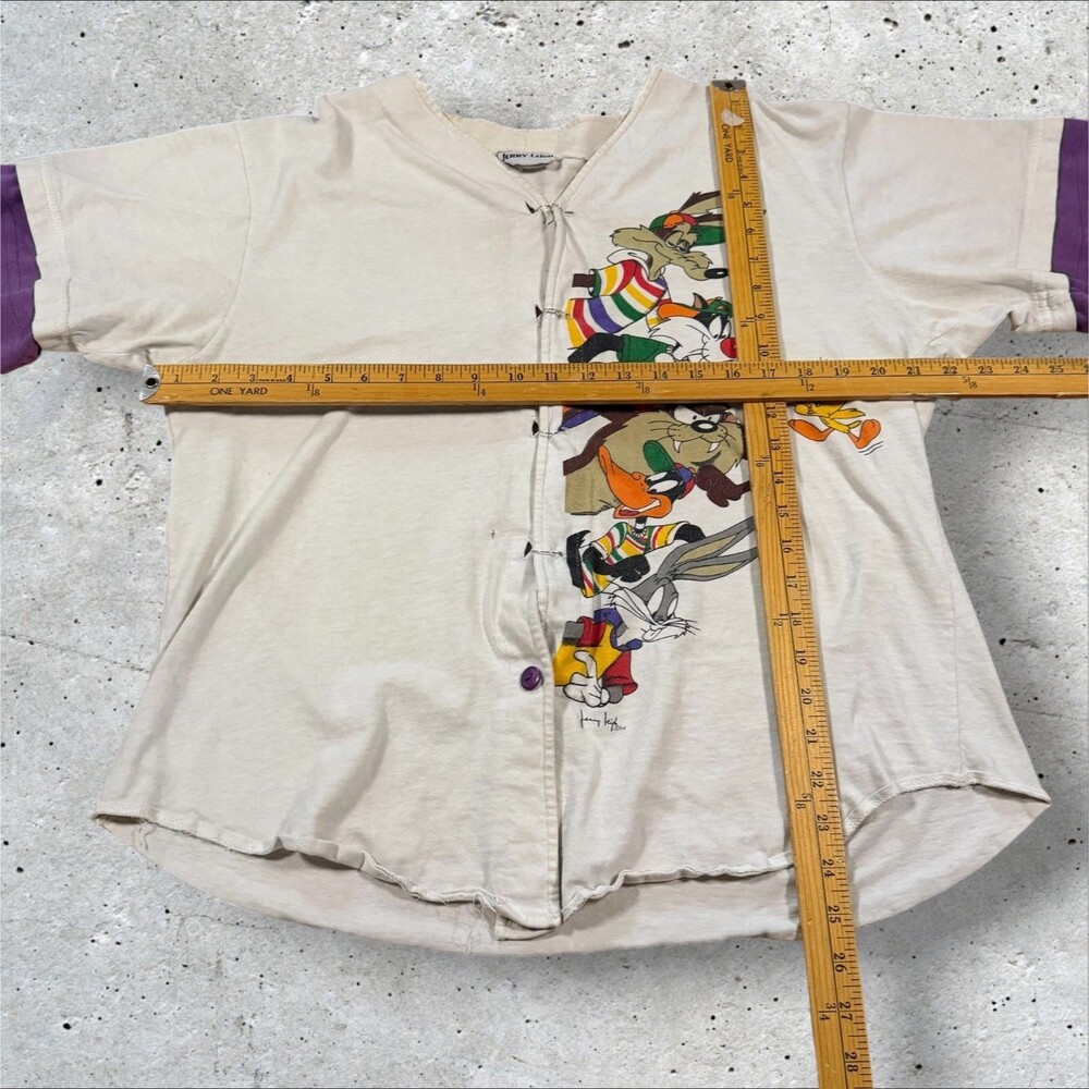 Vintage 1993 Jerry Leigh Looney Tunes Baseball Jersey Shirt Bugs Bunny Taz - Picture 10 of 11